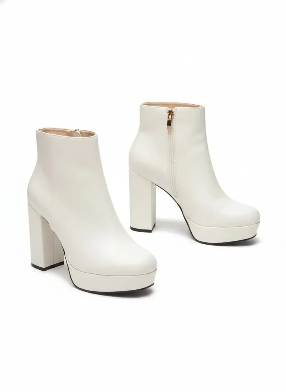 Bamboo Sorbet-06 Womens Size 6.5 White Platform Block Heel Ankle Boots Y2K - Picture 5 of 7